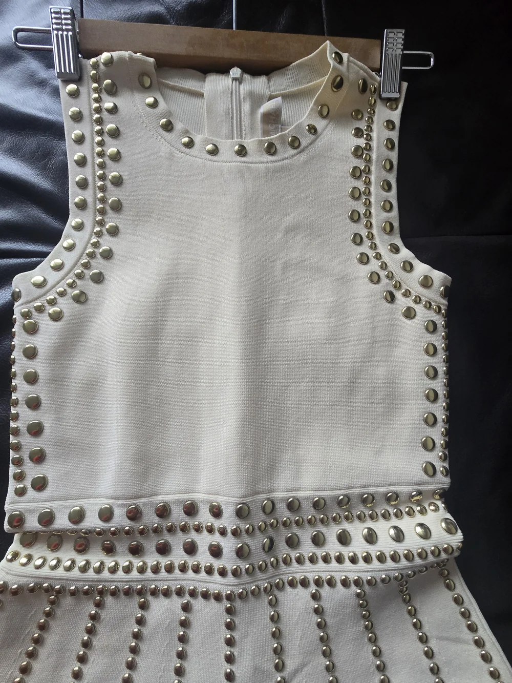 Michael Kors Cream Studded Sleeveless Midi Dress